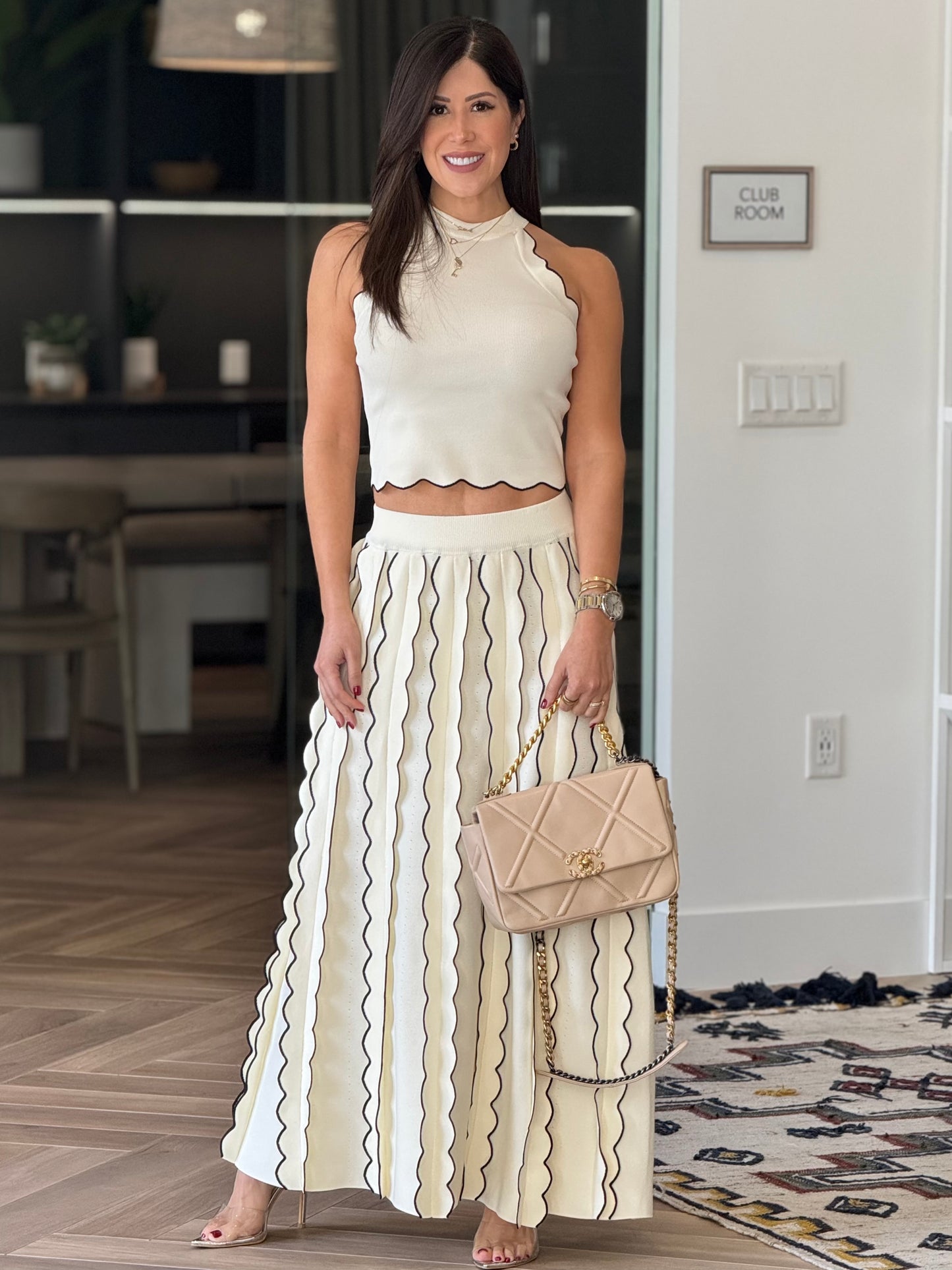 Jennifer White Curves Knitted Skirt Set