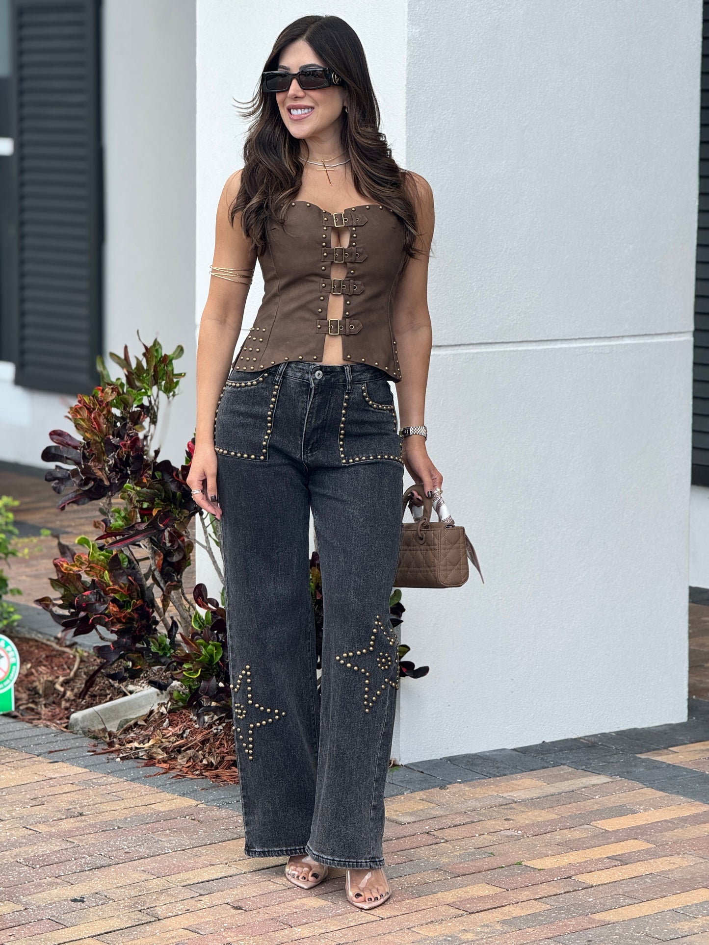 Balbina Gray Gold Star Jeans