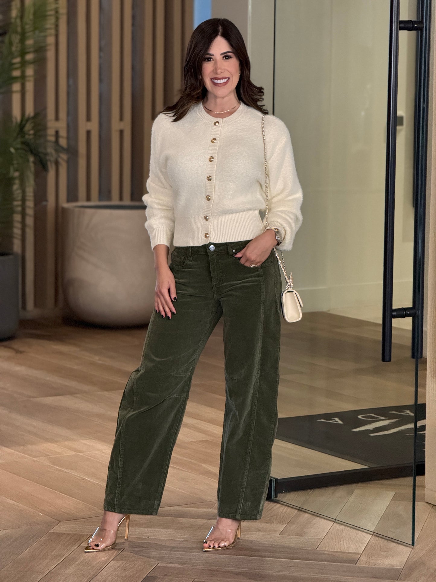 Risen Green Suede Barrel Jeans