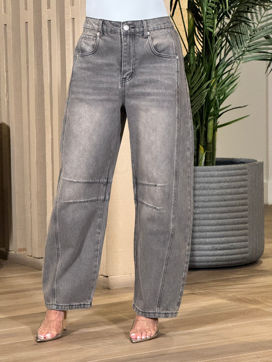 Amber Gray Barrel Jeans