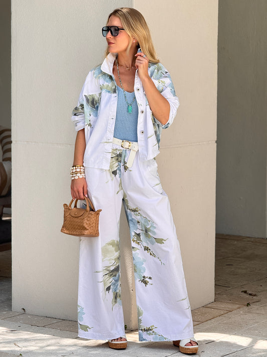 Italy Petunias White Denim Jacket Set