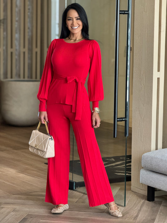 Rivera Red Knitted Set