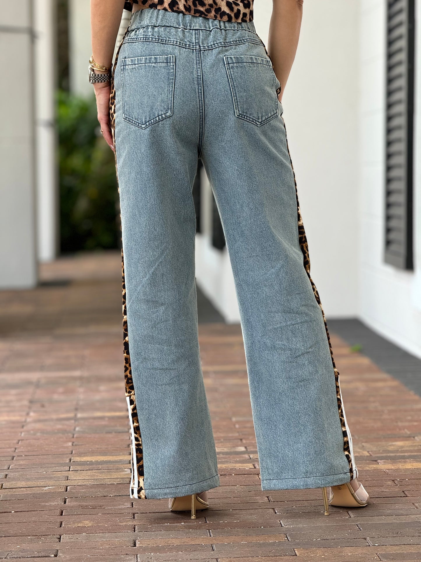 Angelica Denim/Leopard Lines Pants