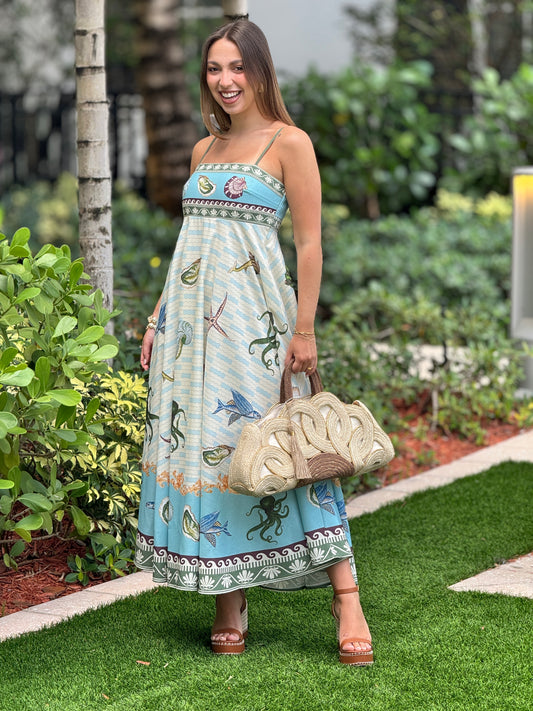 Shelly Print Blue Dress