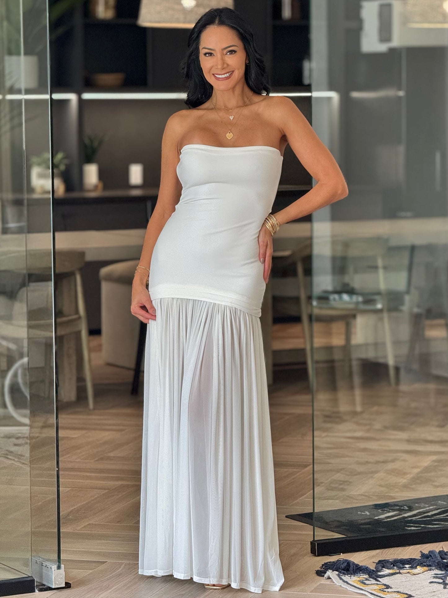 Norkys White Strapless Dress Gala