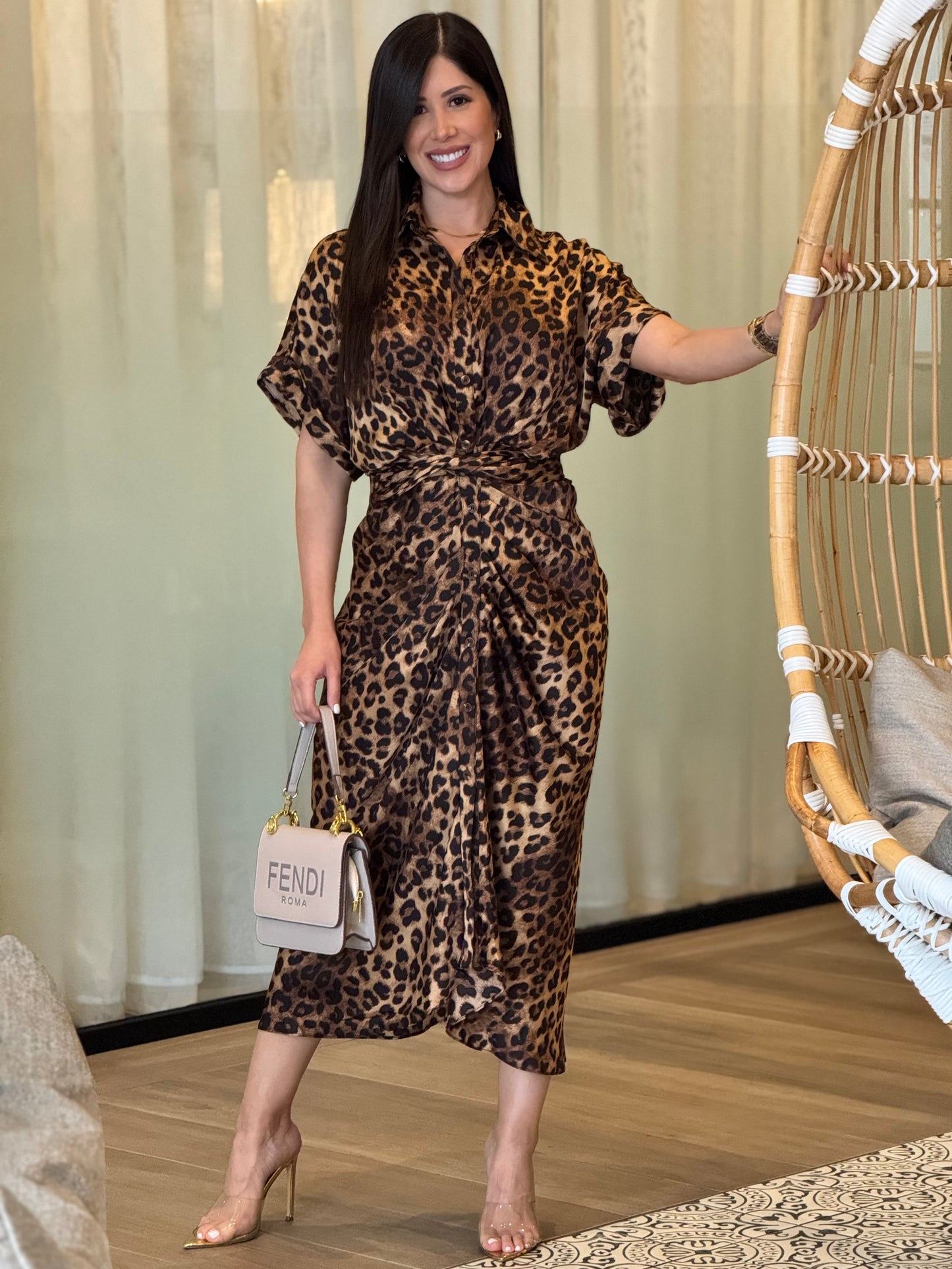 Angelica Leopard Draped Dress