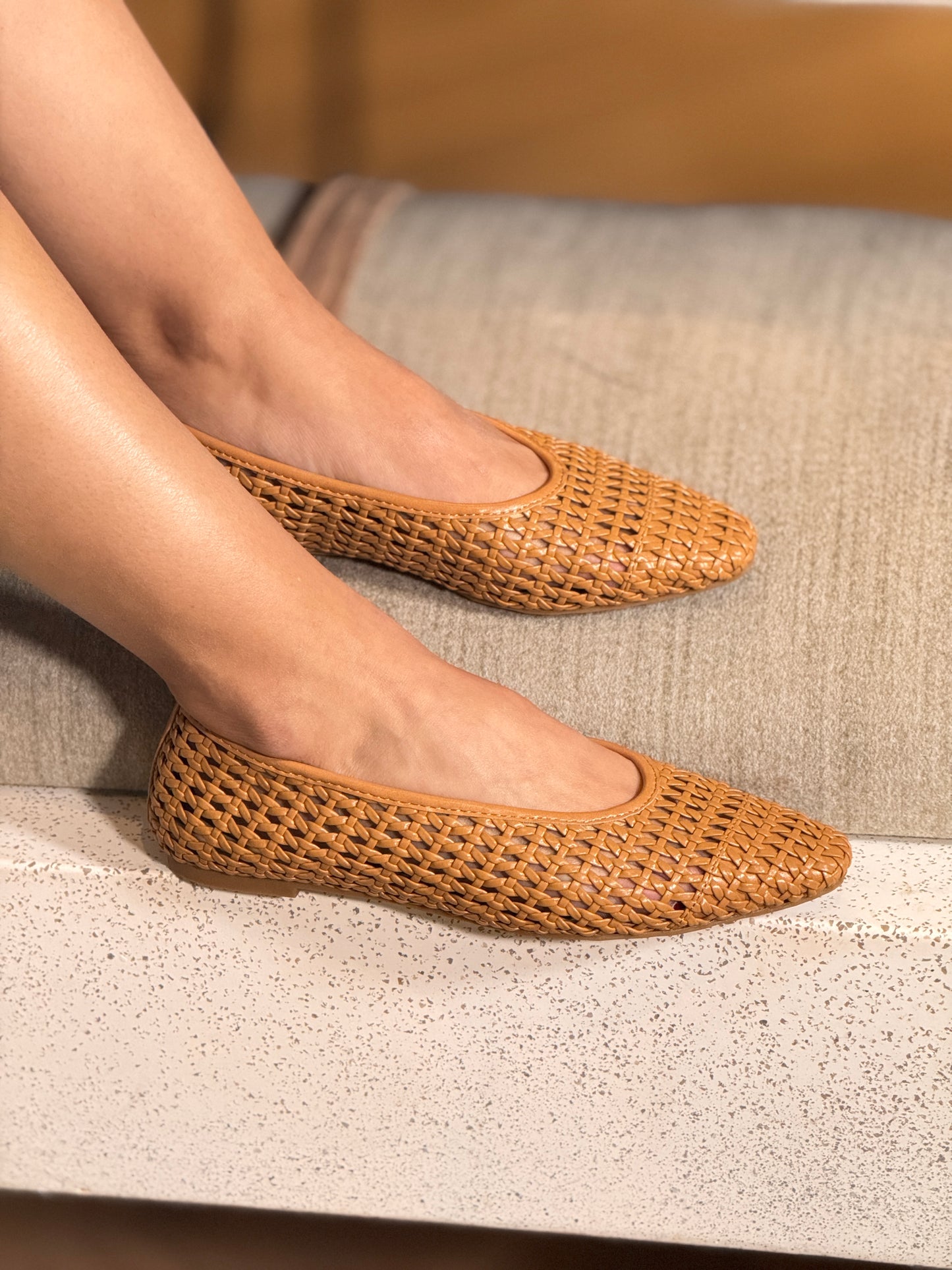 Highway Tan Ballerina Flats Shoes