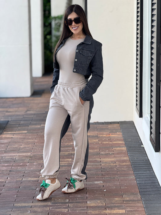 Turkish Beige/Gray Denim Sport Set