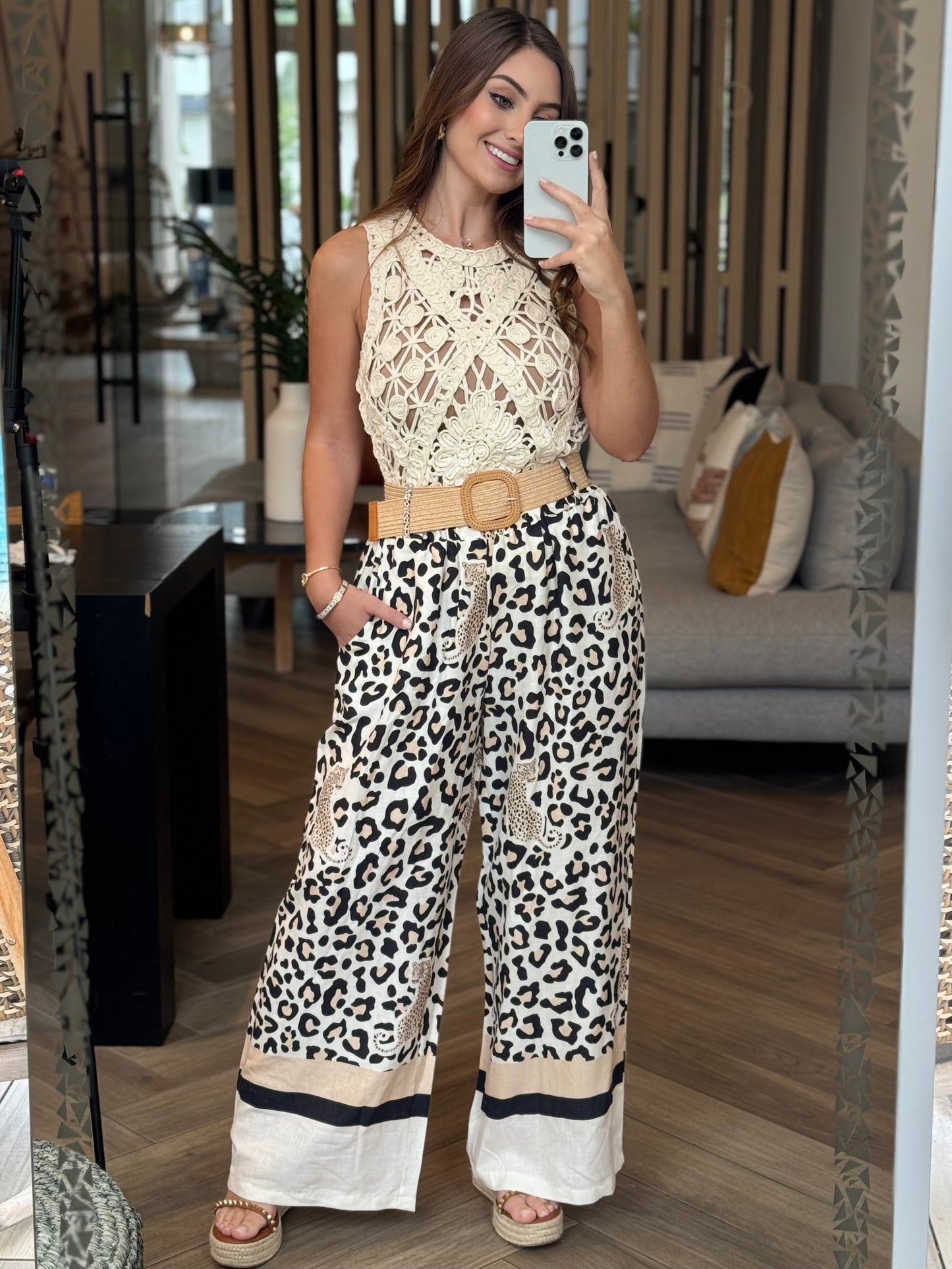 Martha Animal Print Italian Pants