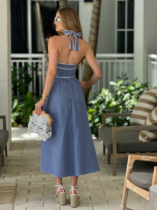 Kristen Blue/White Border Dress