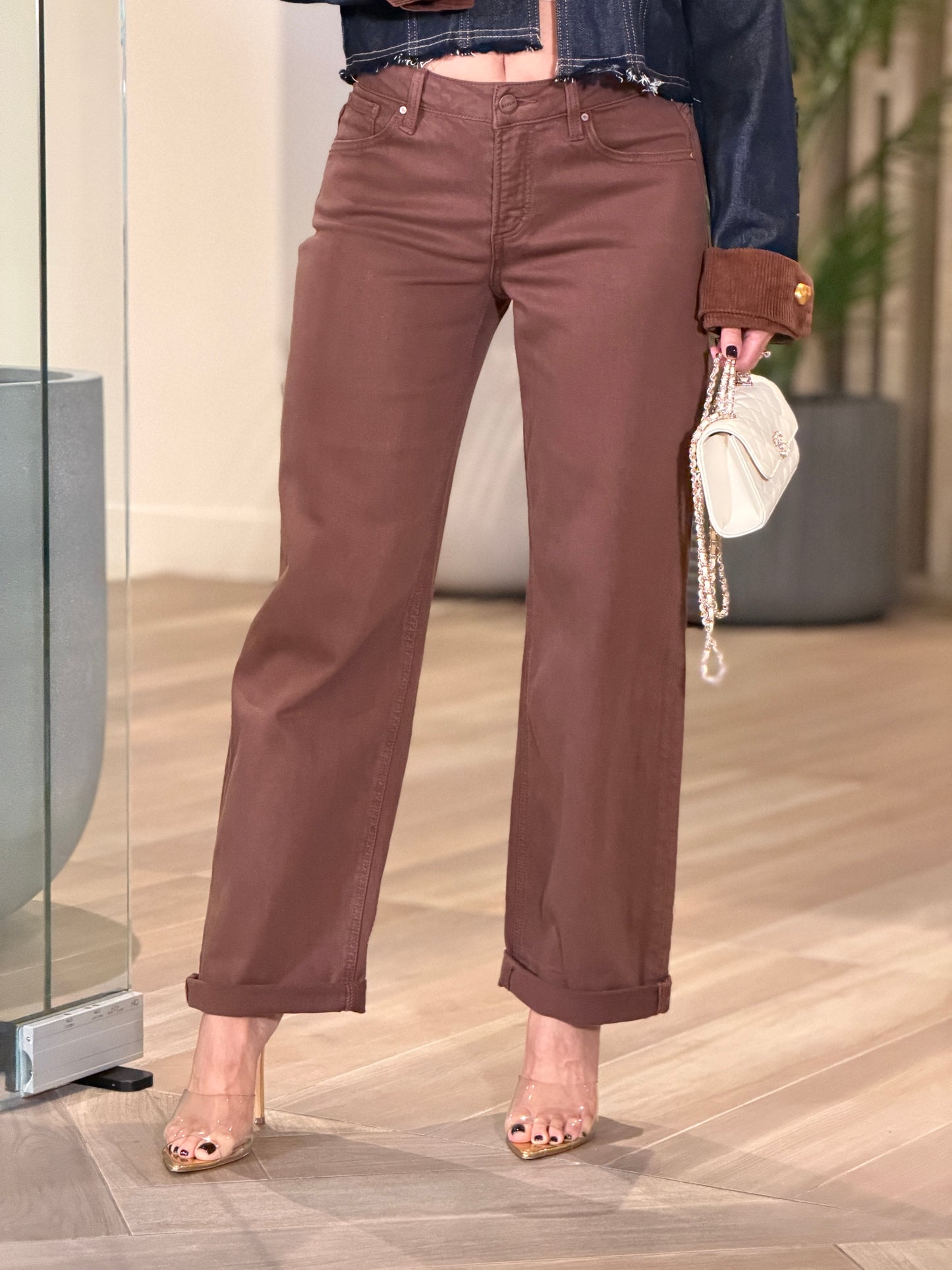 Risen Brown Barrel Jeans