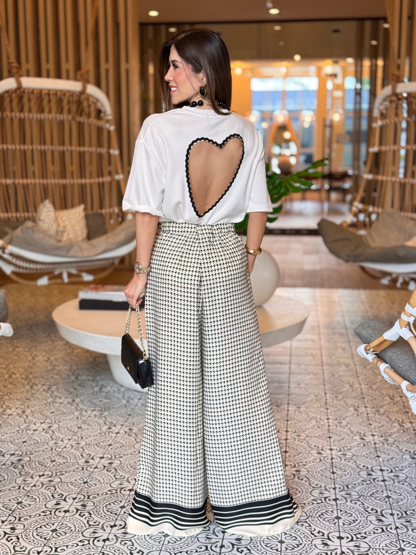 Milka Ivory/Black Vichy Print Pants