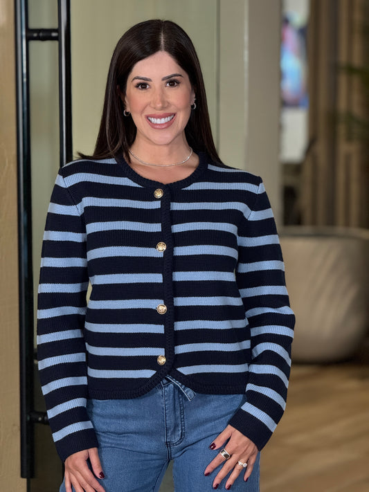 Strut Blue Lines Knitted Top