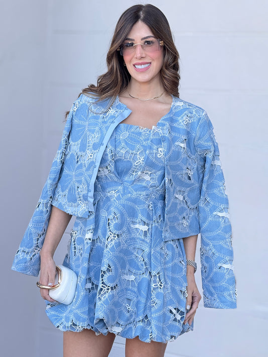 Justine Light Denim Torchon Dress