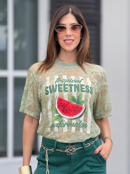 Watermelon Green Lace T-shirt