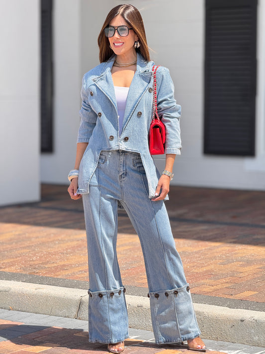 Perky Light Denim Flare Jacket Set