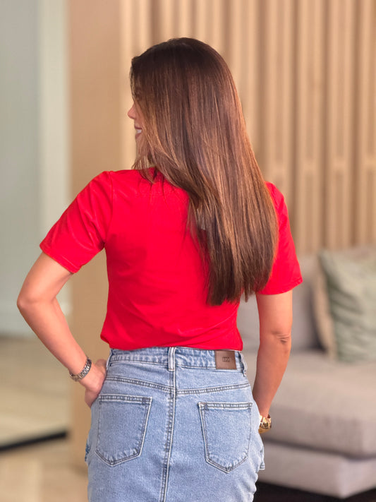 Pastel Red Napo Studs T-shirt