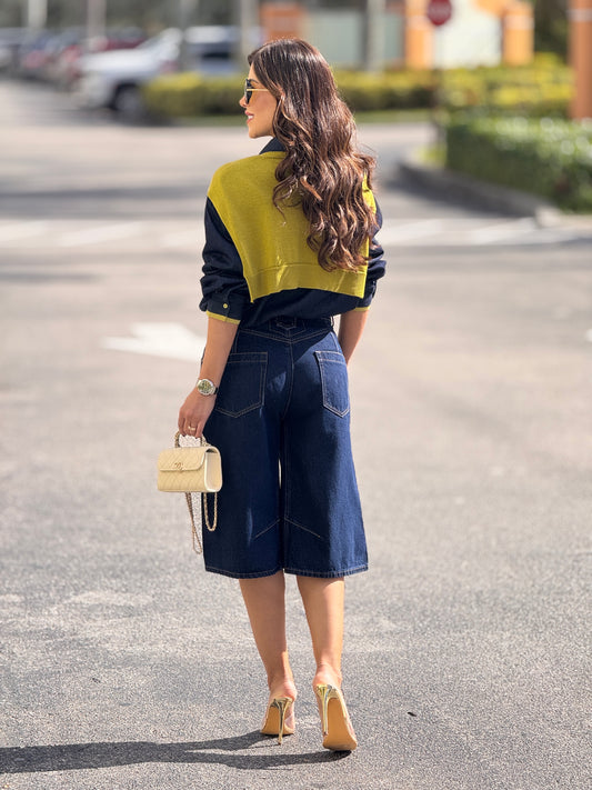 Amber Dark Denim Bermuda Shorts