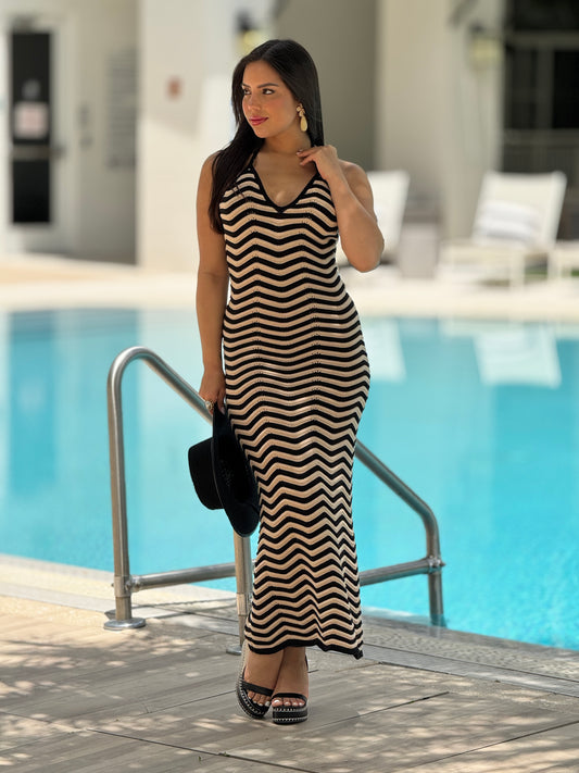 Marion Black/Beige Knitted Dress