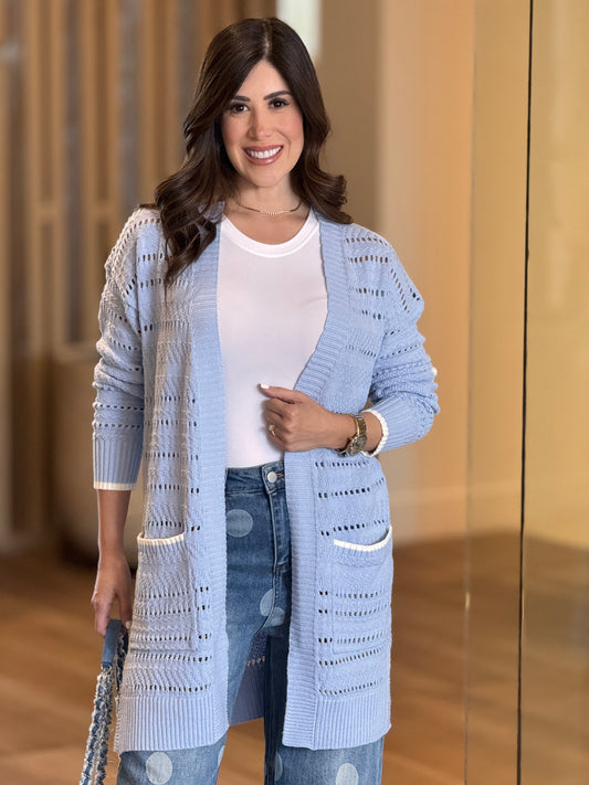 Rivera Blue Heart Knitted Cardigan Top