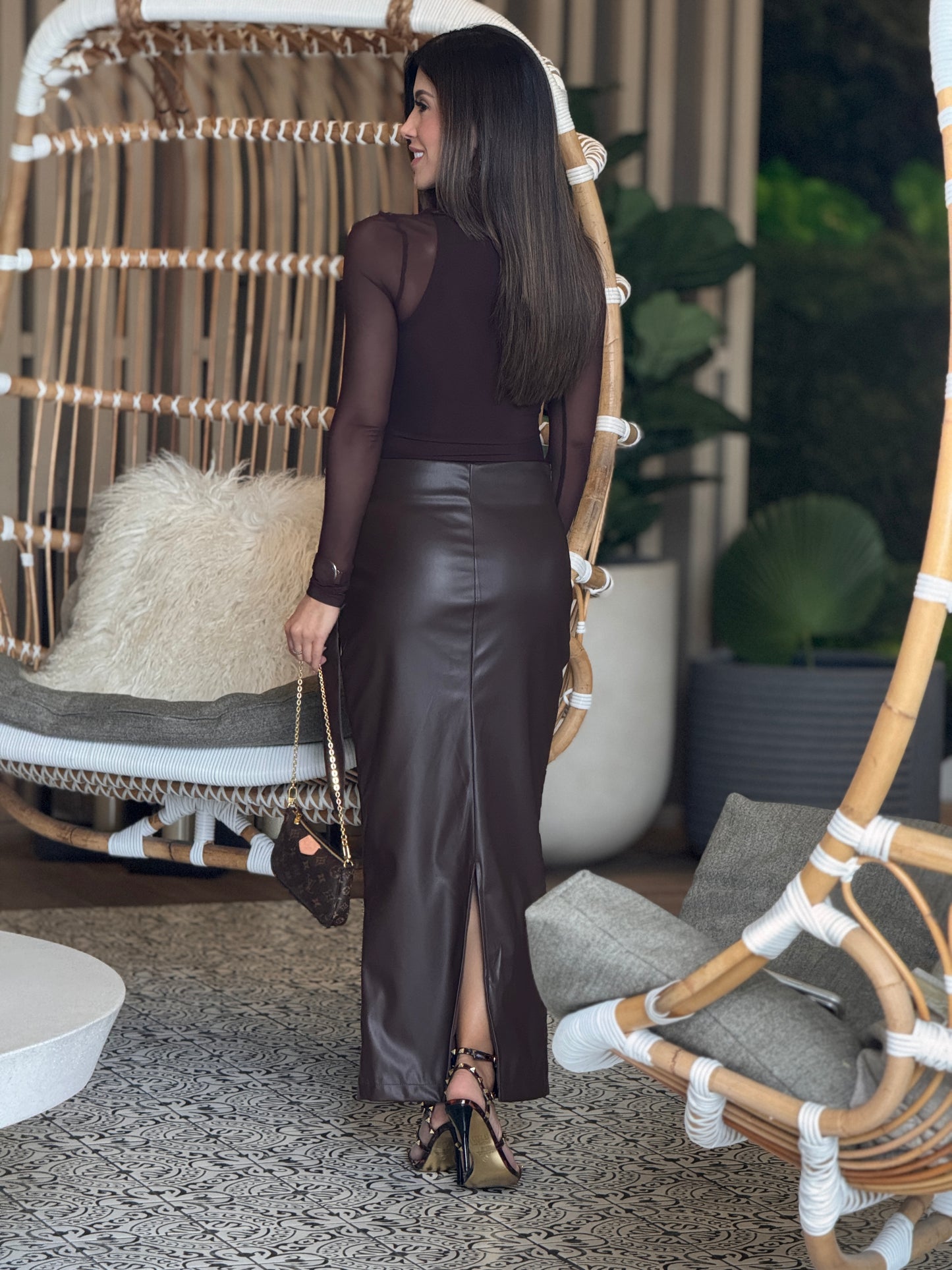 Wishing Brown Mesh+Skirt Set