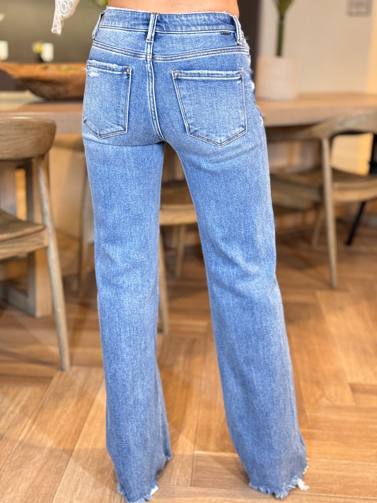 Risen Dark Denim Wide Jeans