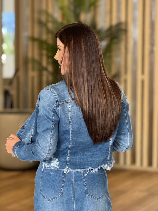 Risen Denim Ripped Jacket Top