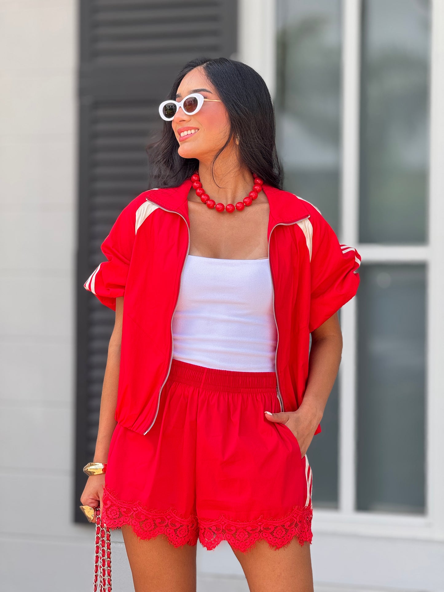 Lumi Red/Ivory Parachute Short Set