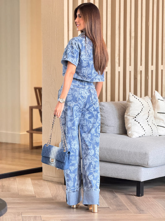 Tennie Printed Floral Denim Set