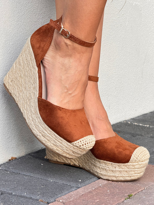Renee Brown Suede Platform Heels Shoes
