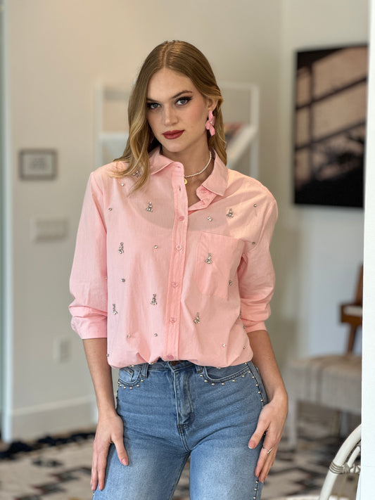 Skyline Pink Rhinestone Shirt