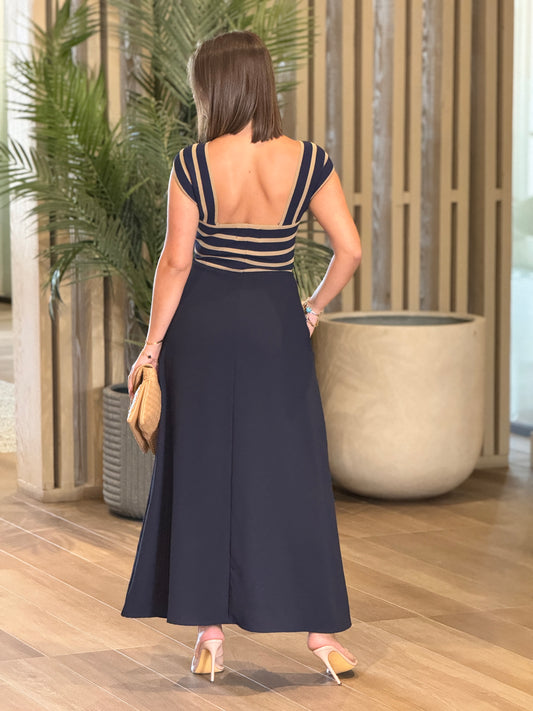 Fabria Navy Lines Dress