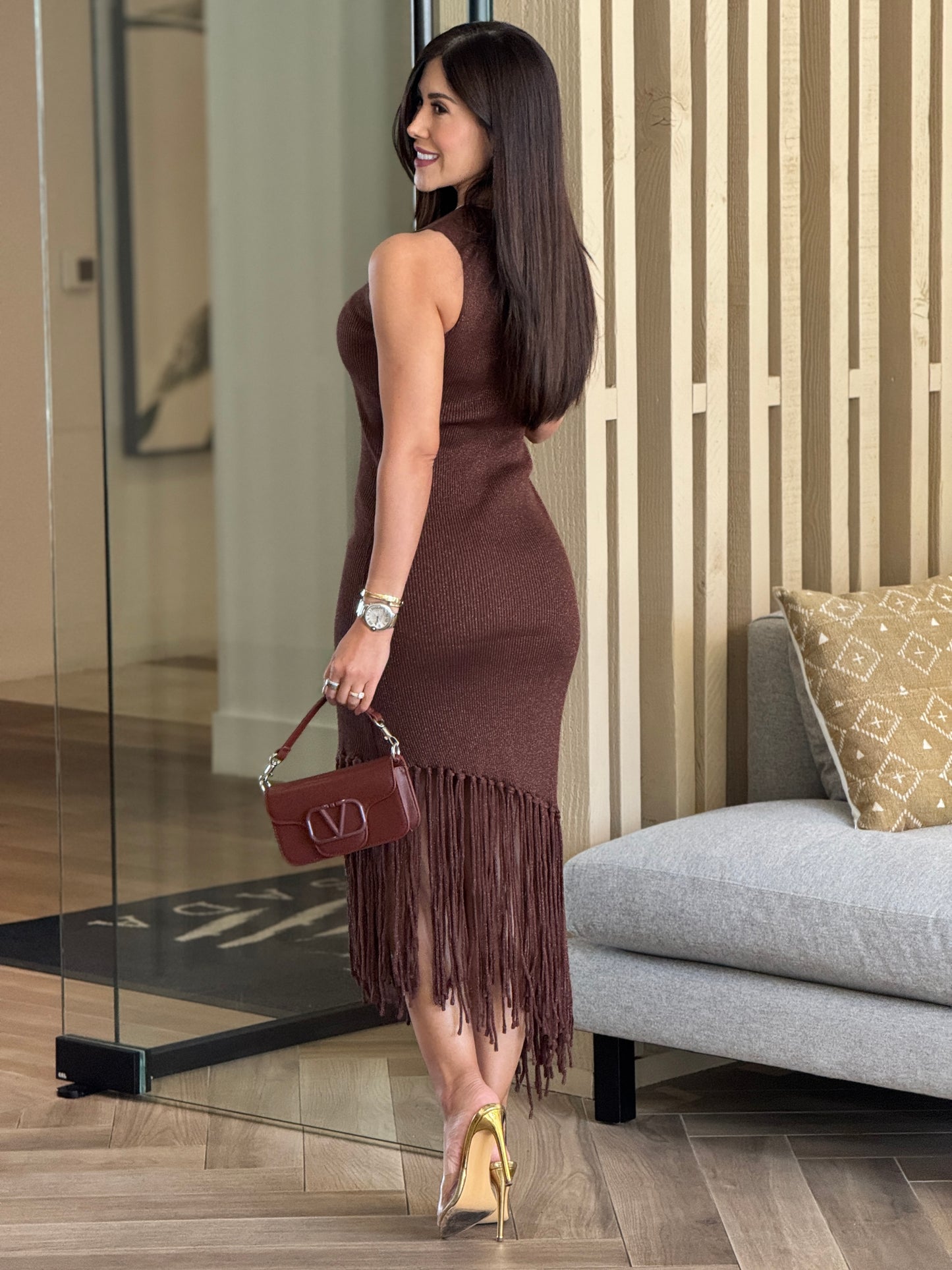 Fifi Brown Fringe Dress