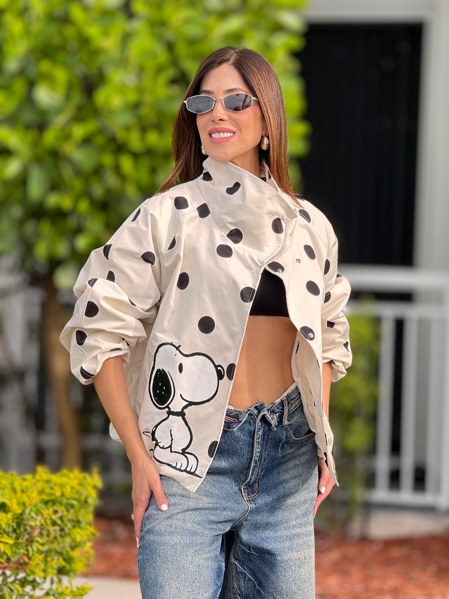 Cartoon White/Black Polka Dots Jacket Top