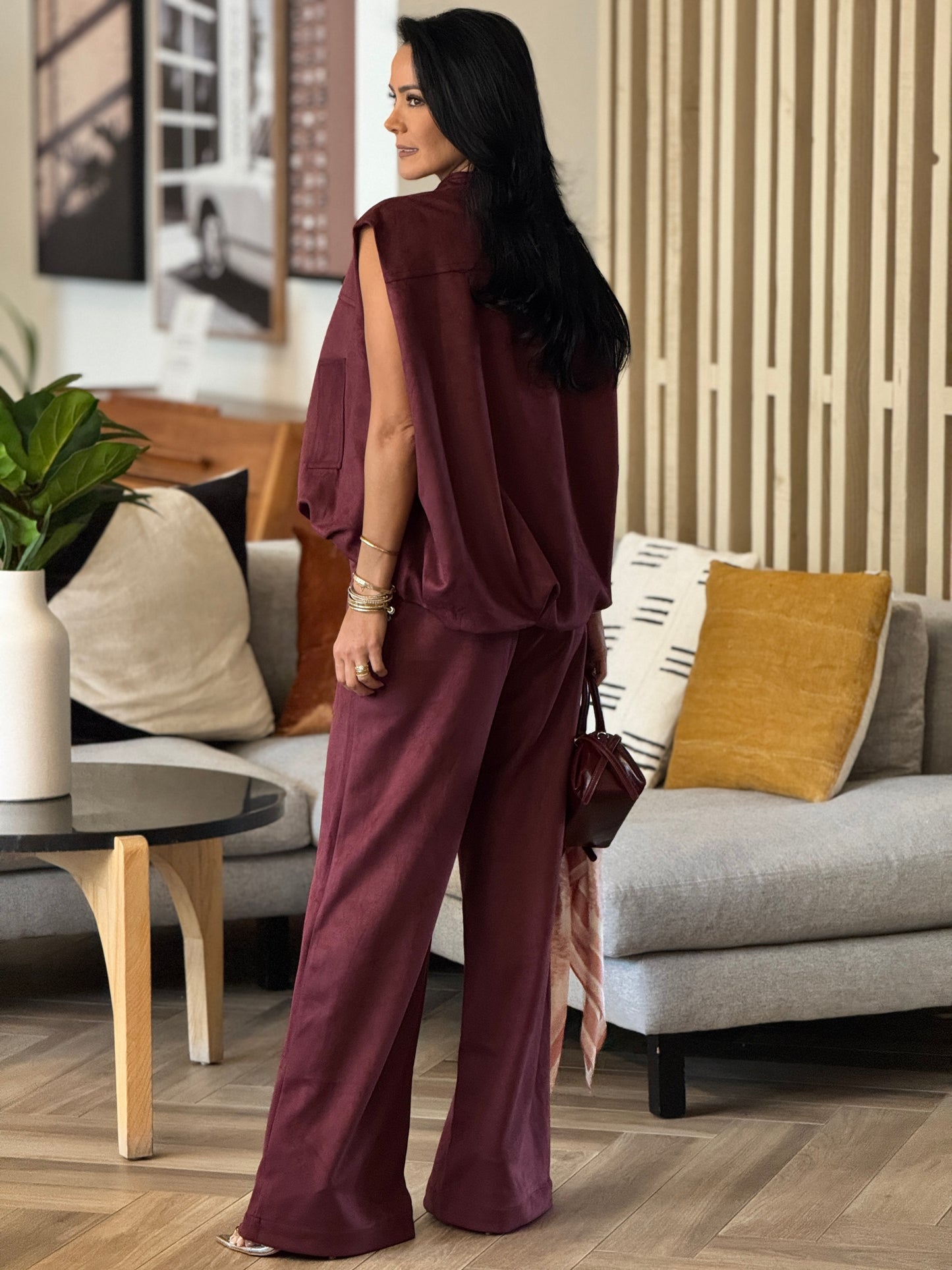 Viva Burgundy Suede Vest Set