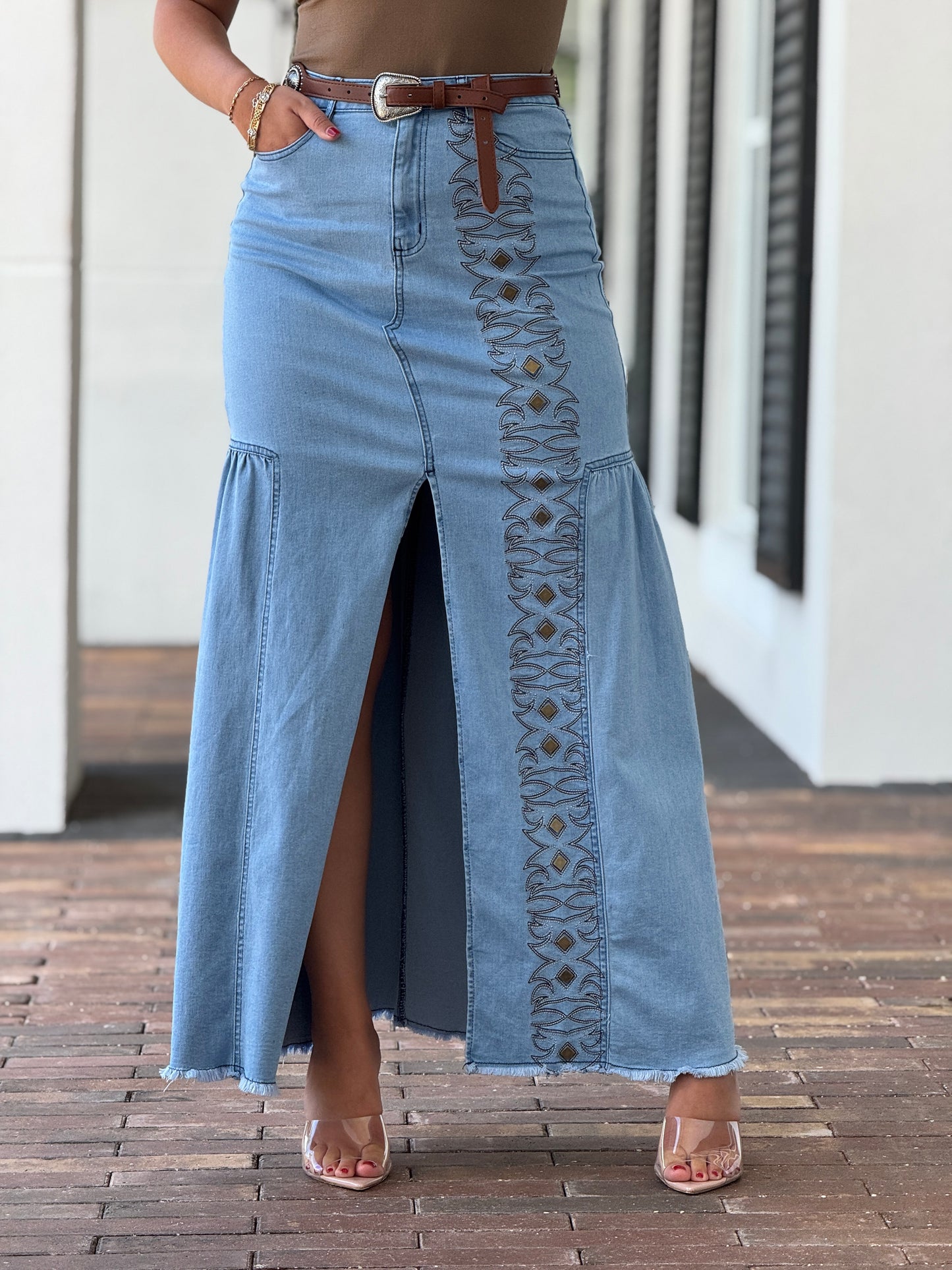 Melrose Light Wash Denim Skirt