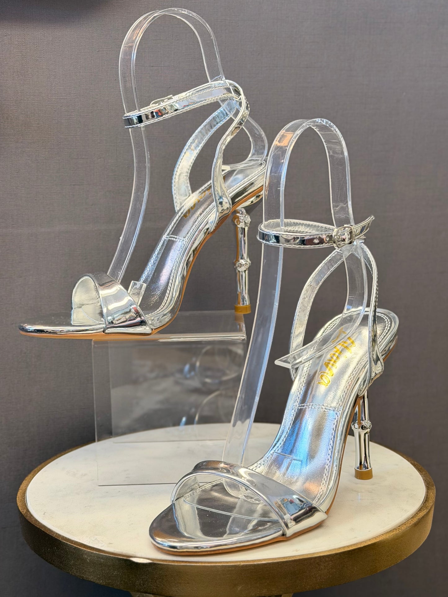 Prisca Silver Heel Sandals