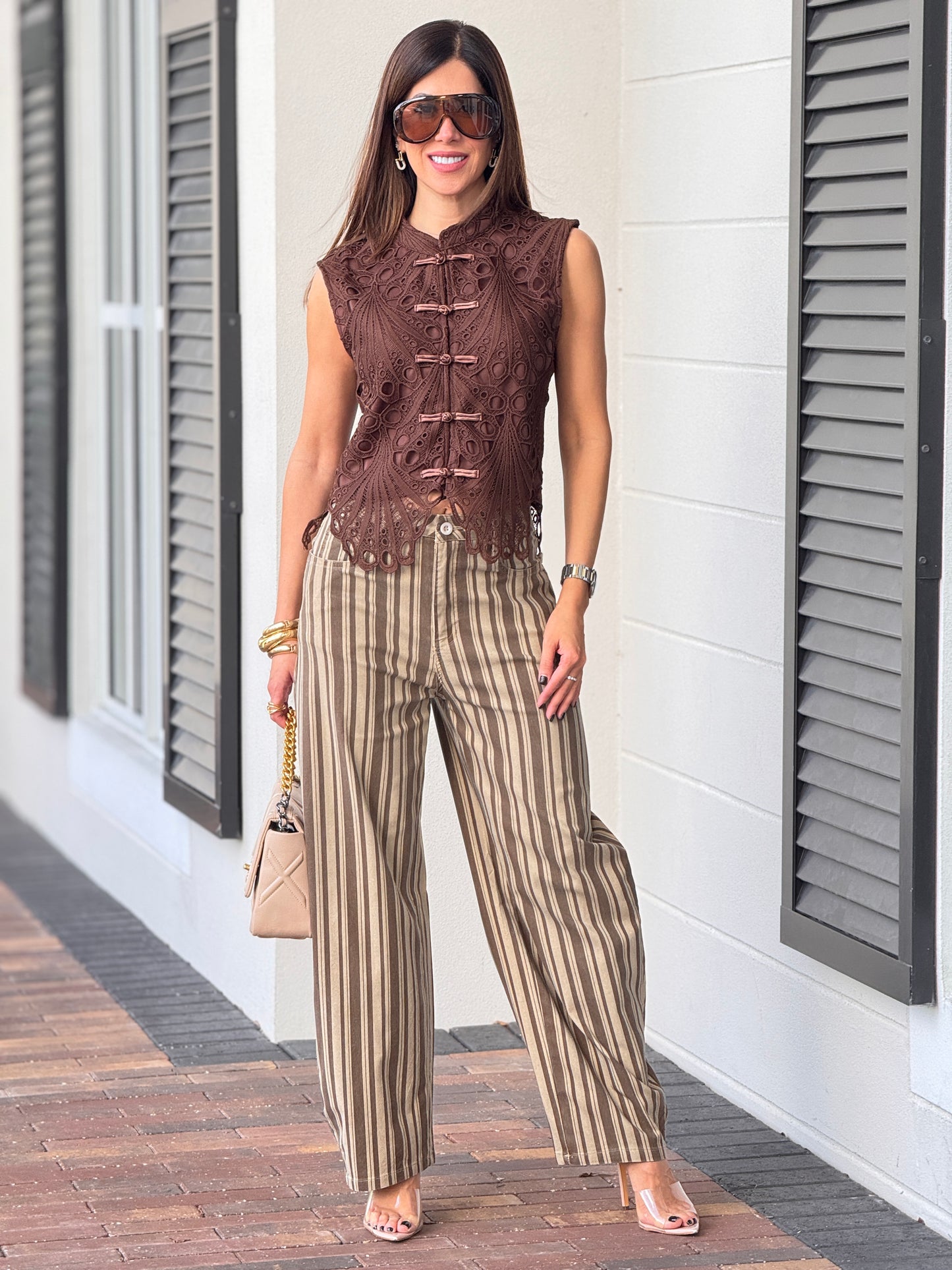 Rose Khaki/Brown Lines Jeans