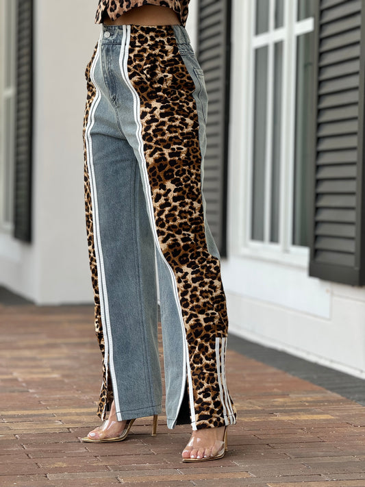 Angelica Denim/Leopard Lines Pants