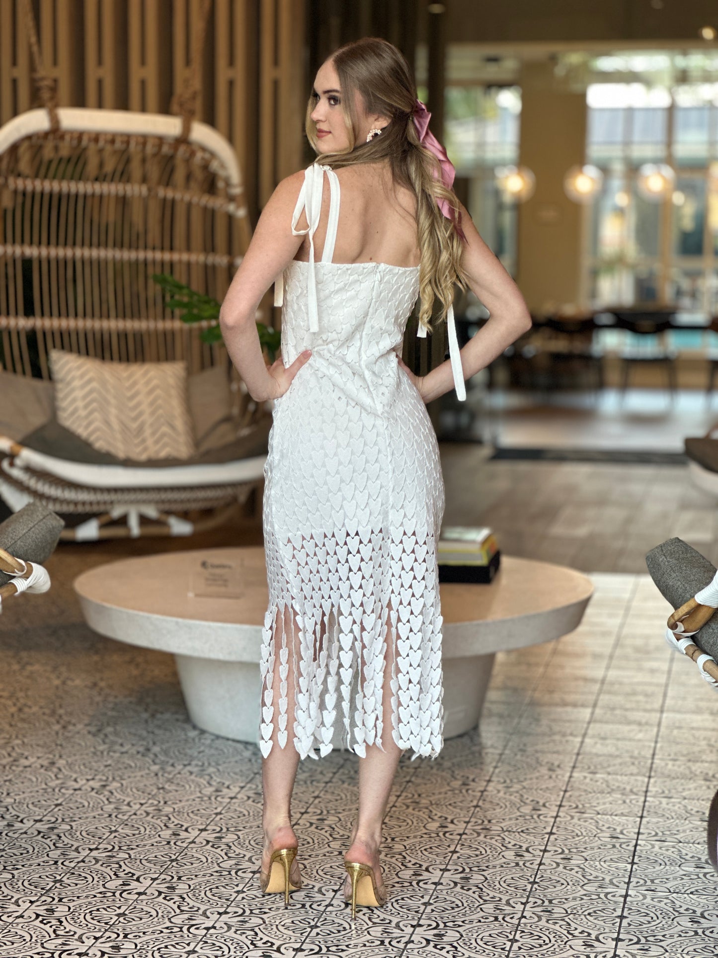 Lover White Hearts Fringe Dress