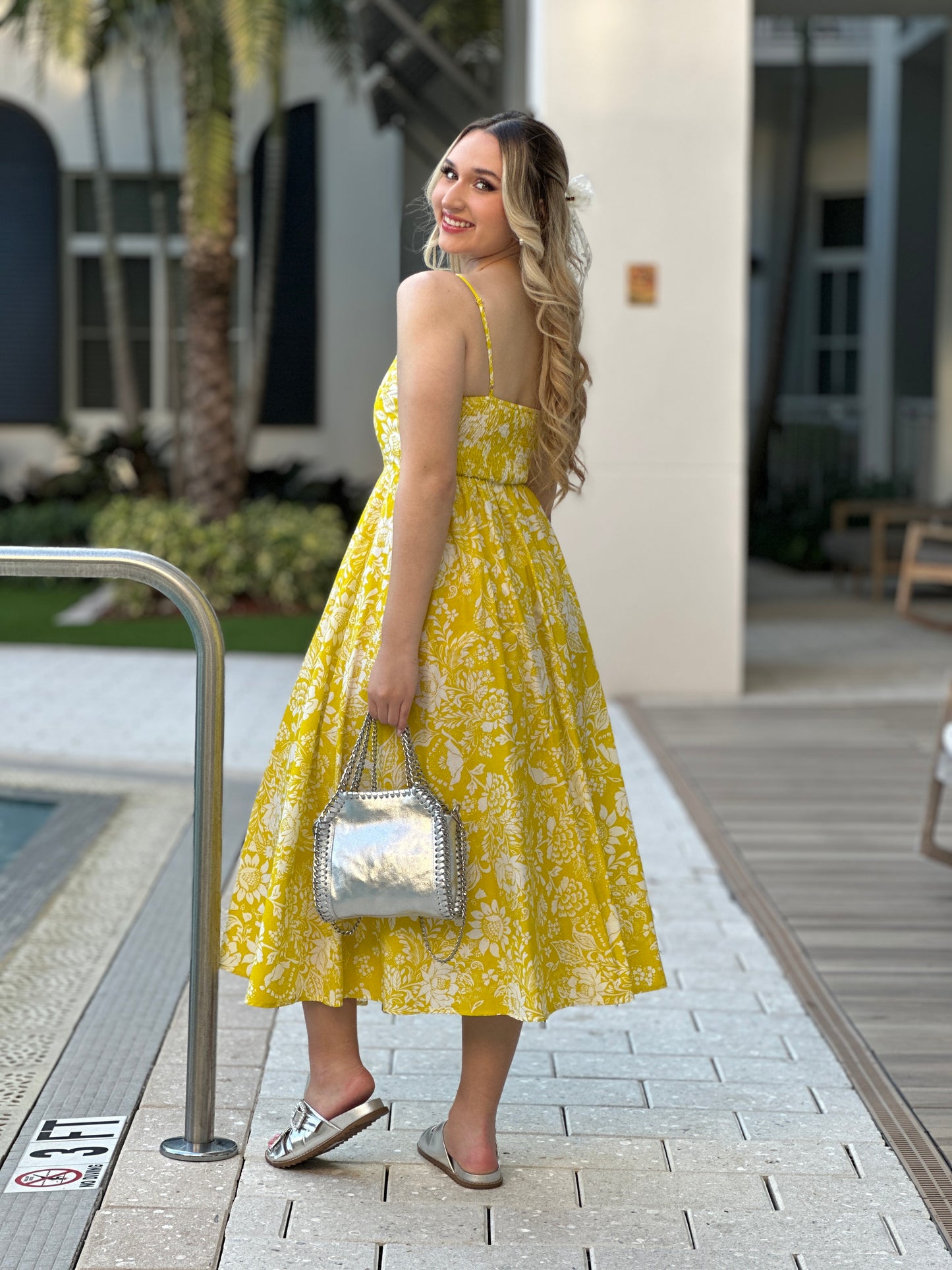 Brianna Yellow Print Dress