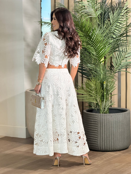 Helena White Torchon Skirt Set