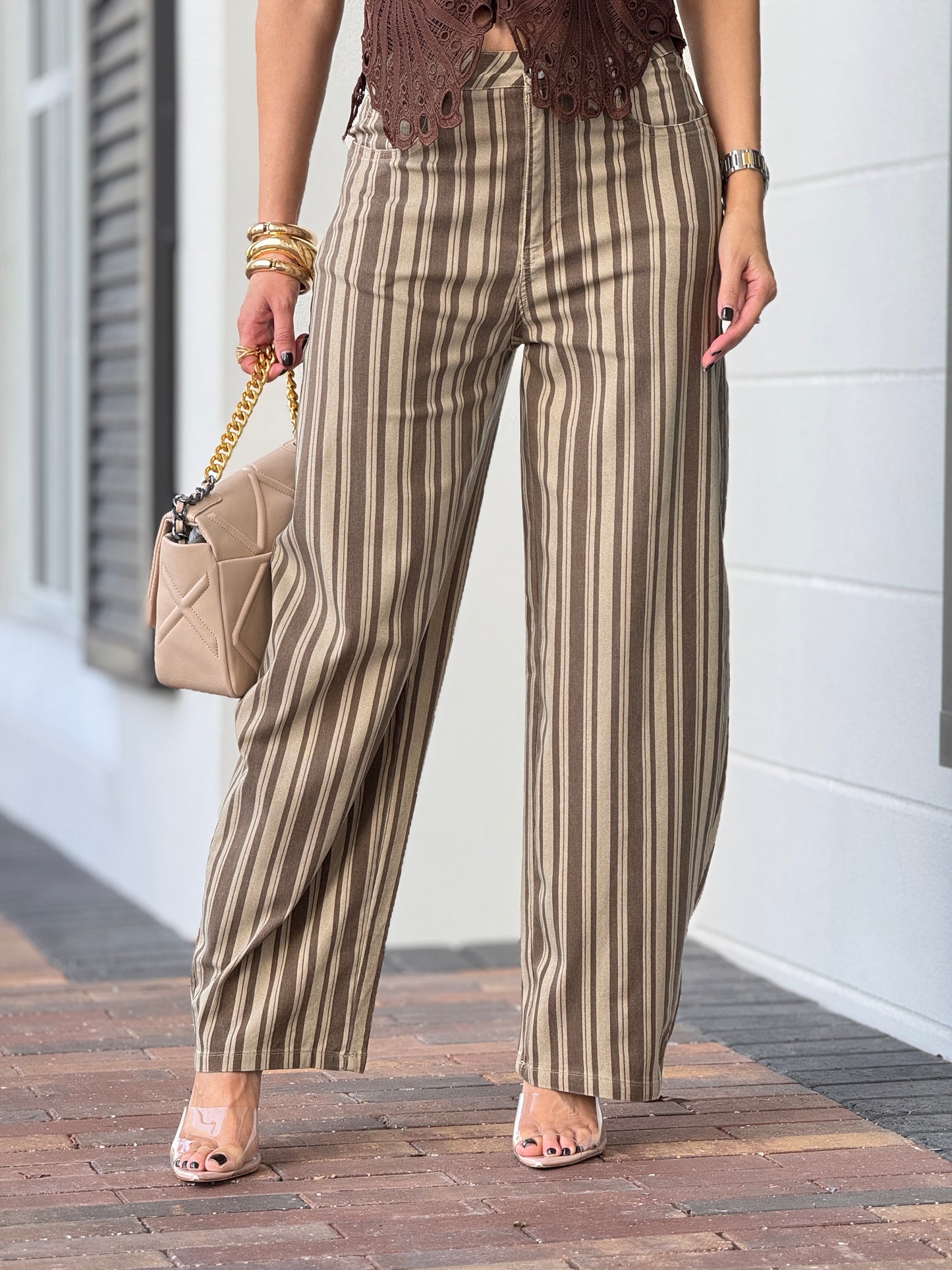 Rose Khaki/Brown Lines Jeans