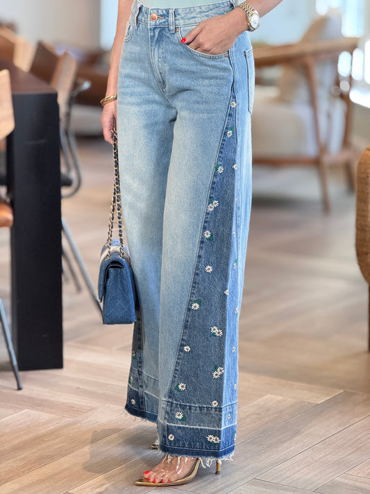 Daisy Double Tone Wide Jeans
