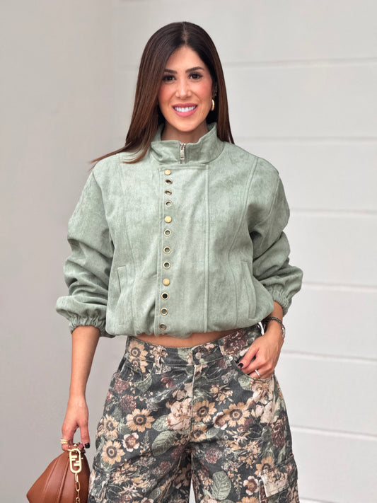 Linzy Turquoise Suede Rings Jacket Top