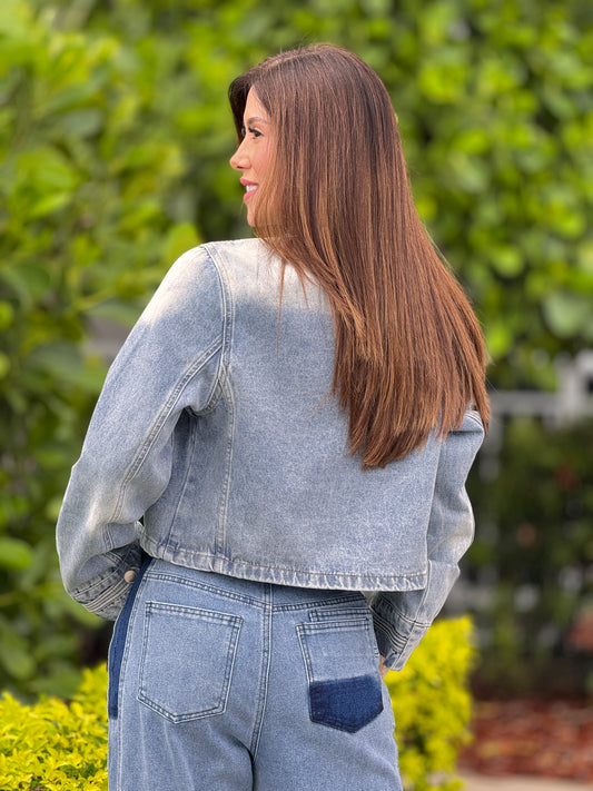 Liberty Denim Silver Studs Jacket Top
