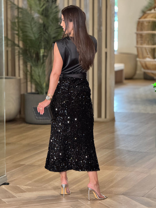 Angelica Black Sequin Skirt