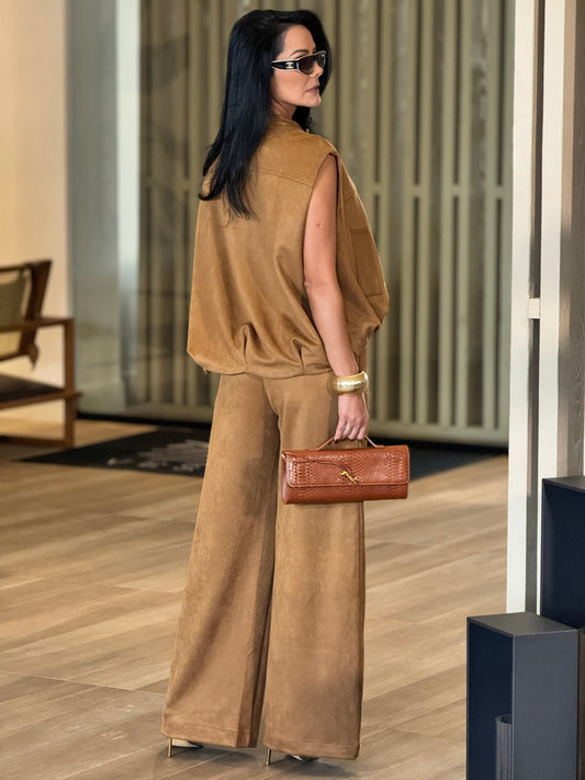 Viva Caramel Suede Vest Set