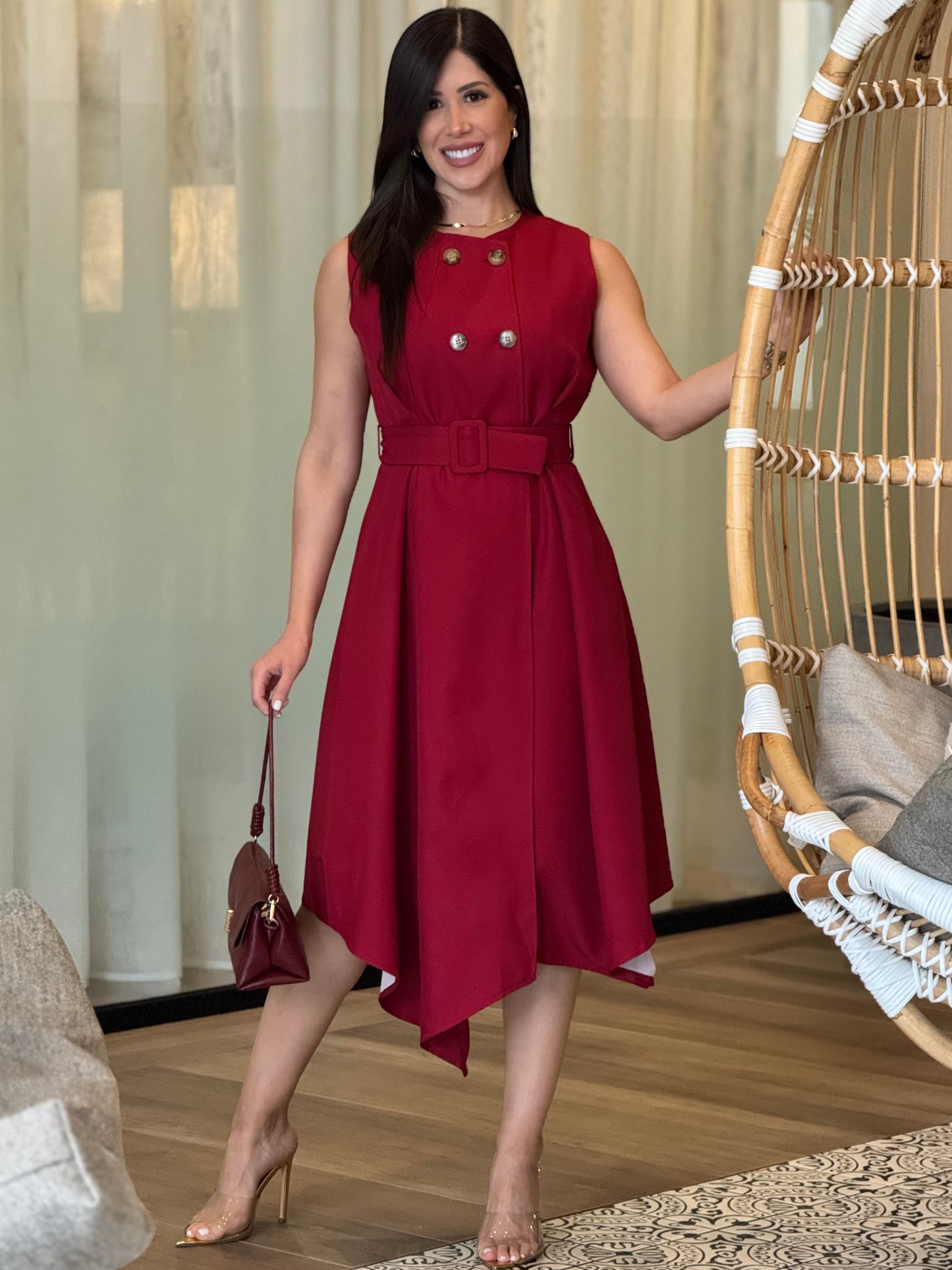 Angelica Burgundy Long Dress