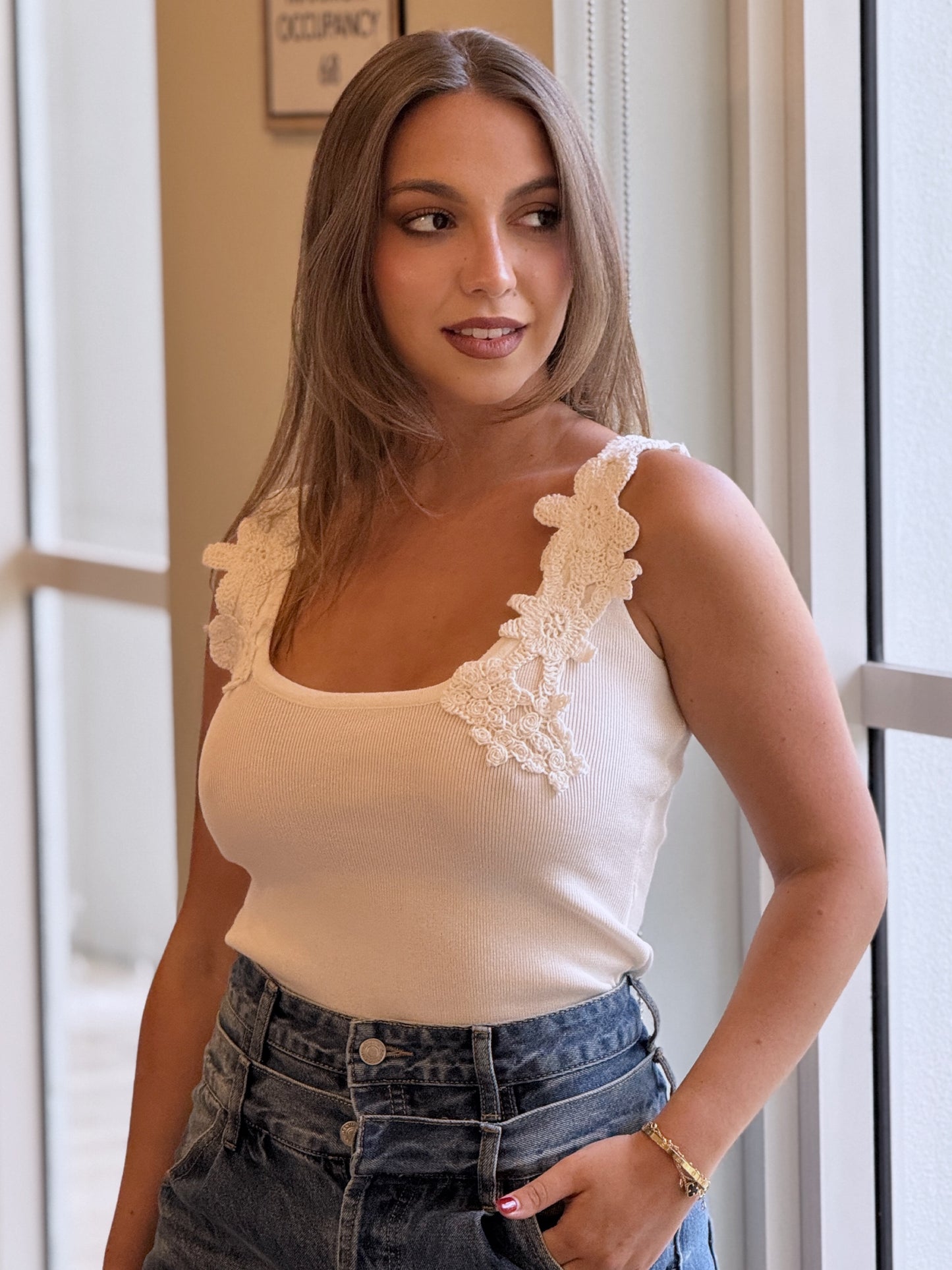 Gaia White Torchon Top